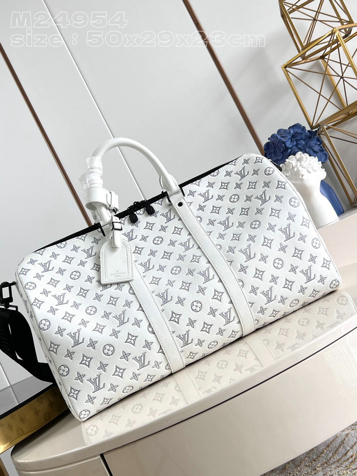 Louis Vuitton Keepall Bandouliere 50 White M24953