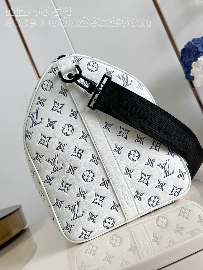 Louis Vuitton Keepall Bandouliere 50 White M24953