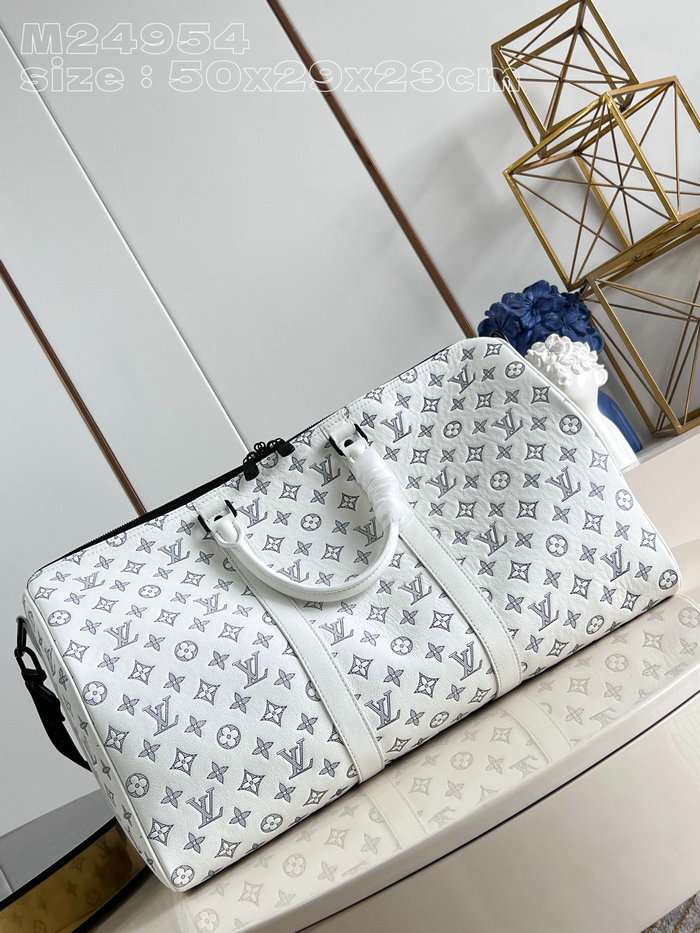 Louis Vuitton Keepall Bandouliere 50 White M24953