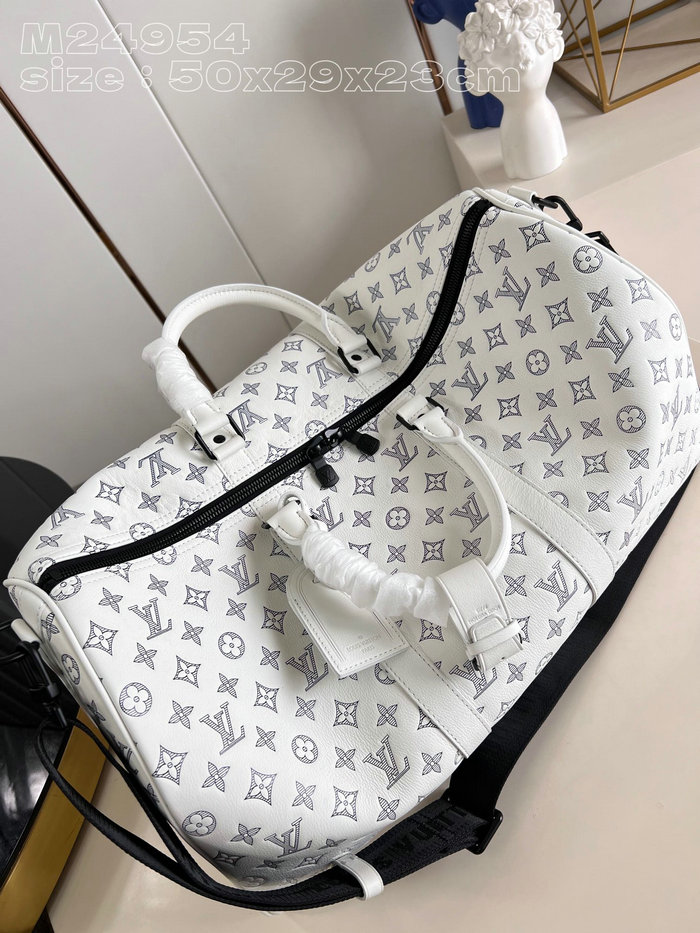 Louis Vuitton Keepall Bandouliere 50 White M24953