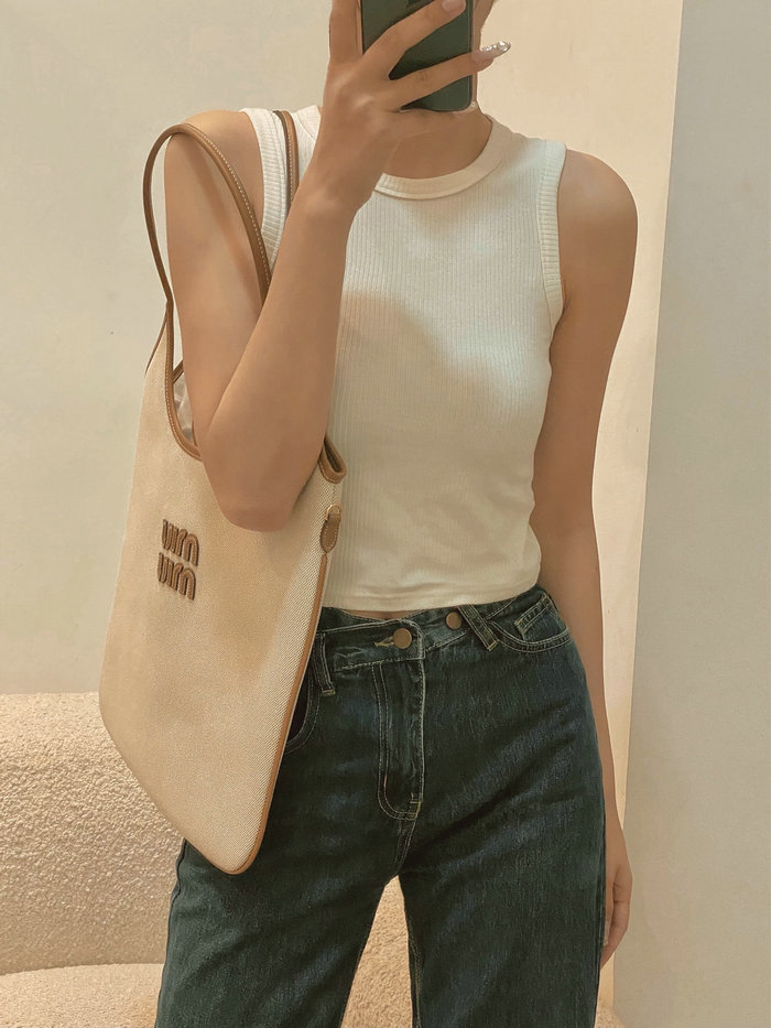 Miu Miu Ivy Canvas Tote Bag 5BG231