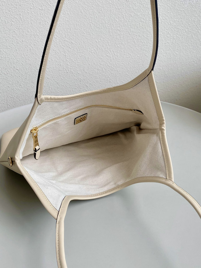 Miu Miu Ivy Leather Tote Bag Beige 5BG231