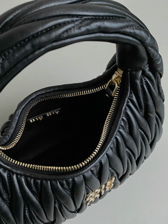 Miu Miu Wander Nappa Leather Hobo Bag Black 5BC125