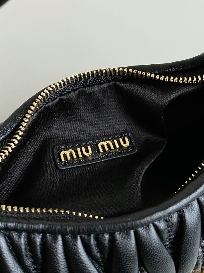 Miu Miu Wander Nappa Leather Hobo Bag Black 5BC125