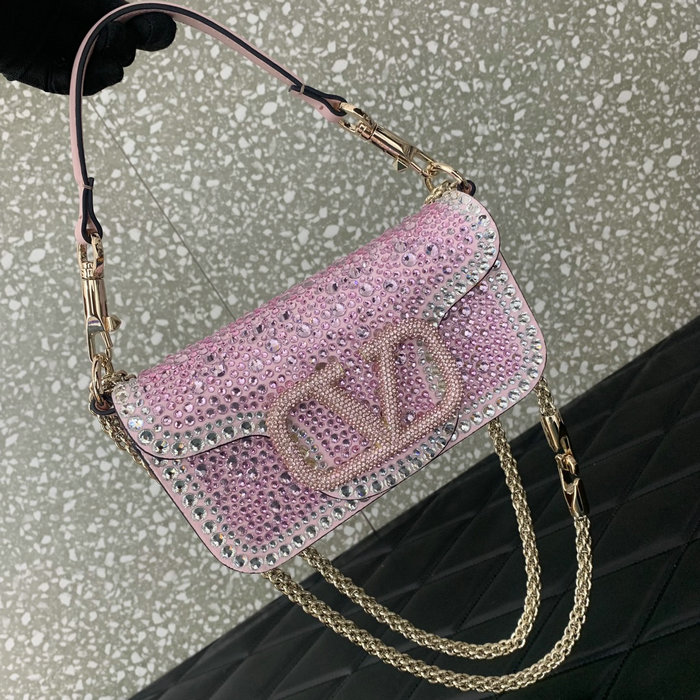 Valentino Small Loco Shoulder Bag Pink V5013