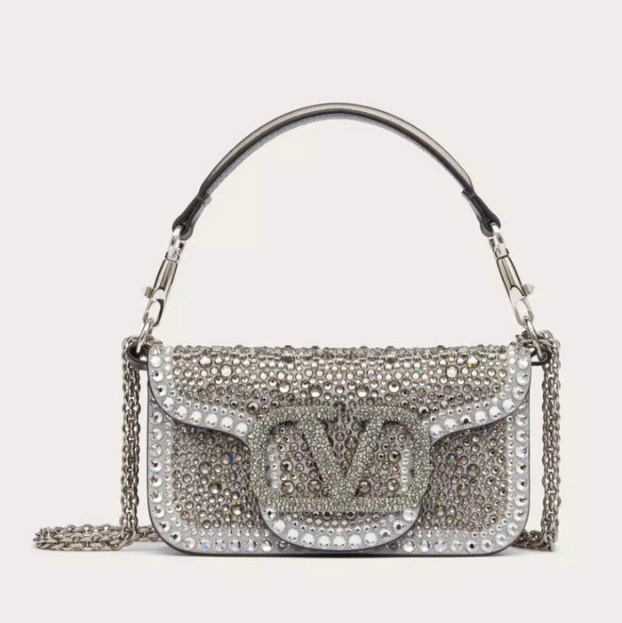 Valentino Small Loco Shoulder Bag Silver V5013