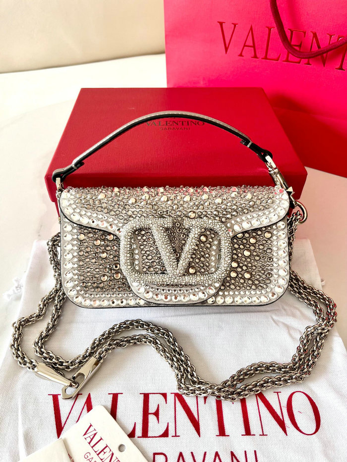 Valentino Small Loco Shoulder Bag Silver V5013