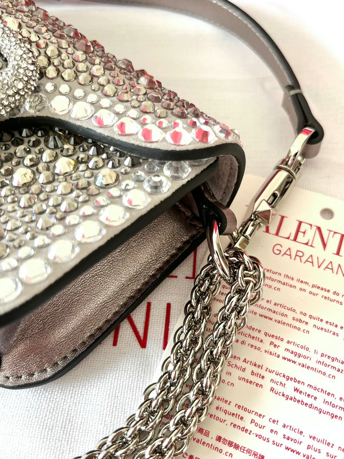 Valentino Small Loco Shoulder Bag Silver V5013