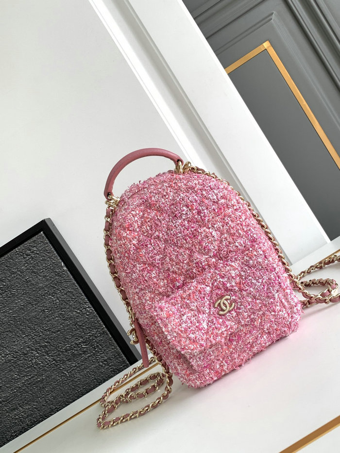 Chanel Tweed Backpack Pink AP3753