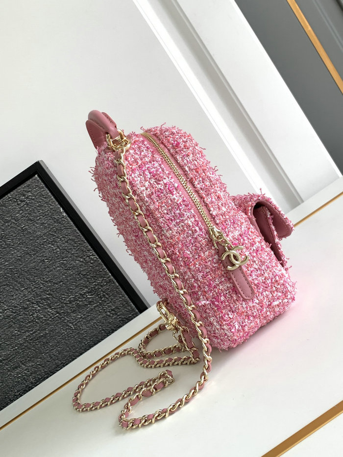 Chanel Tweed Backpack Pink AP3753