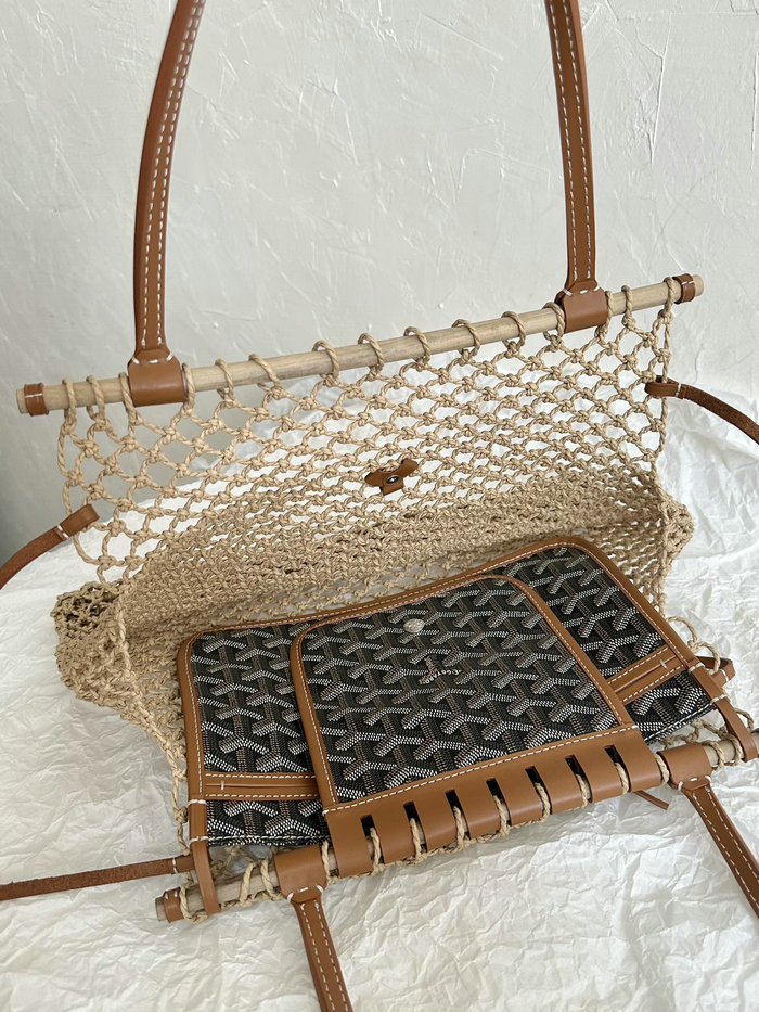 Goyard Aligre Bag Raffia Net Bag G6906 Brown