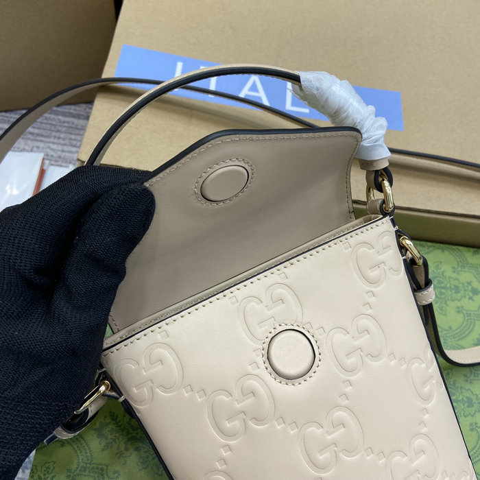 Gucci Souffle Leather Shoulder Bag Beige 772795