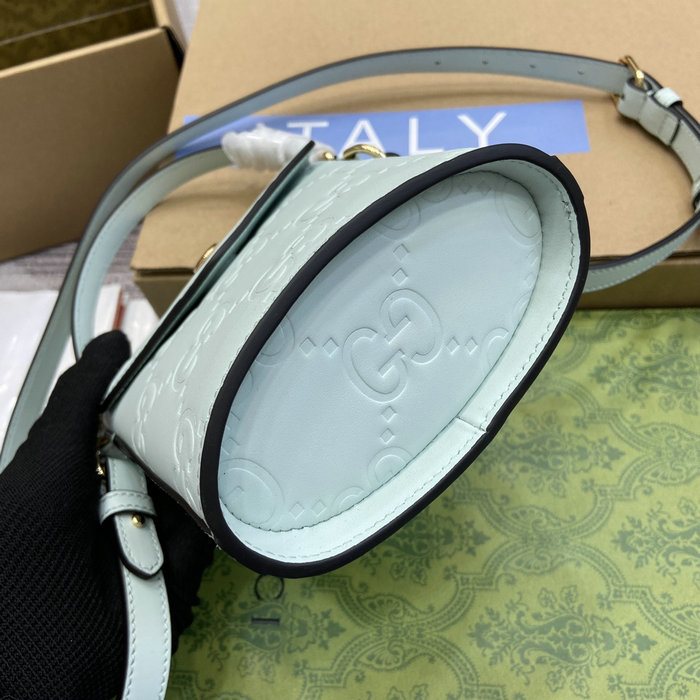 Gucci Souffle Leather Shoulder Bag Blue 772795