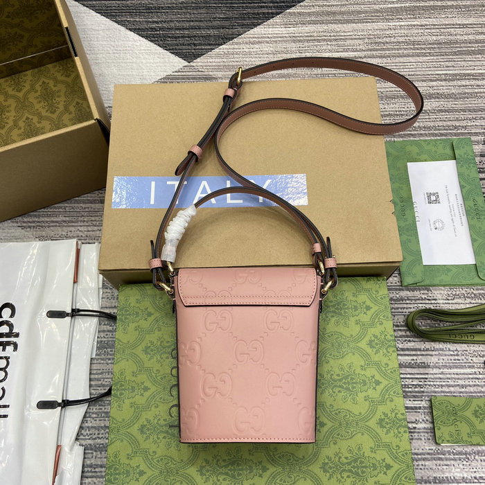 Gucci Souffle Leather Shoulder Bag Rose 772795