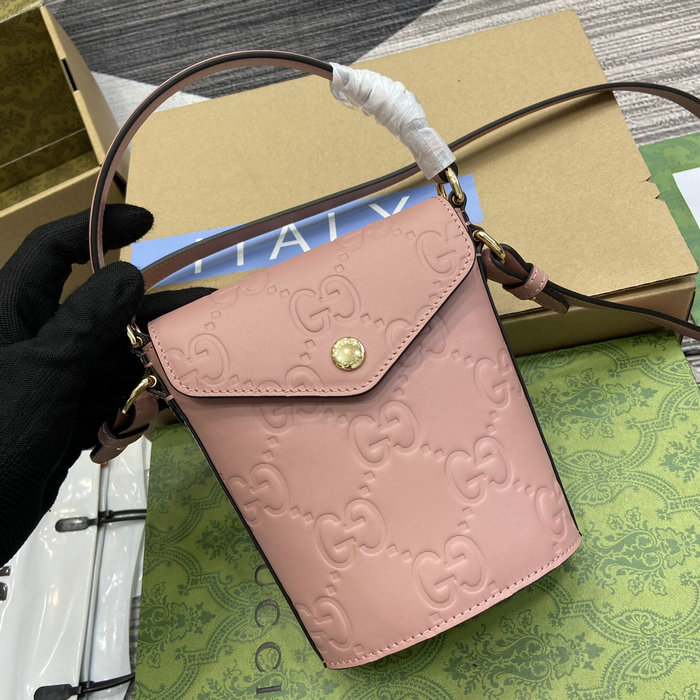 Gucci Souffle Leather Shoulder Bag Rose 772795