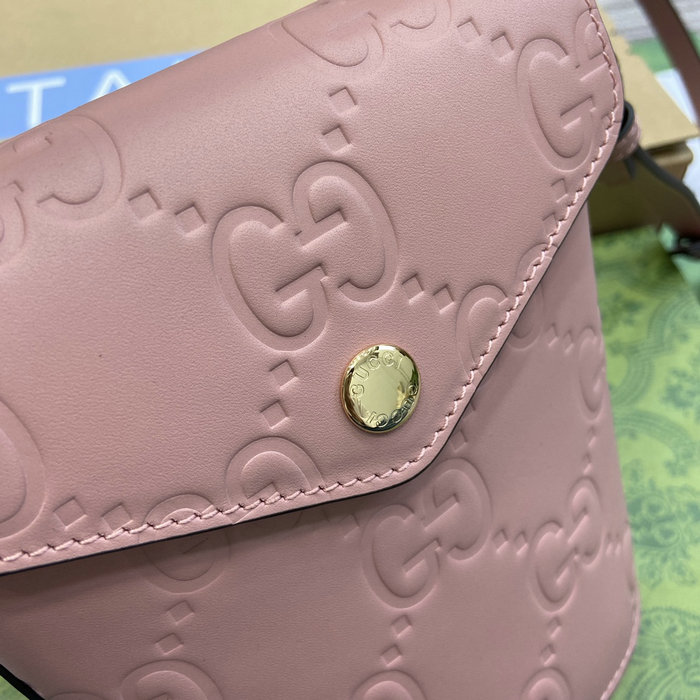 Gucci Souffle Leather Shoulder Bag Rose 772795