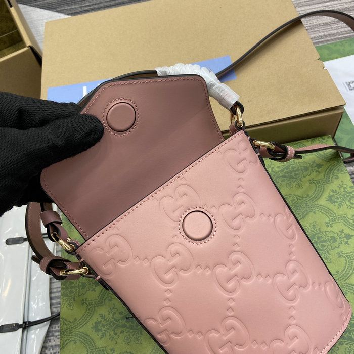 Gucci Souffle Leather Shoulder Bag Rose 772795