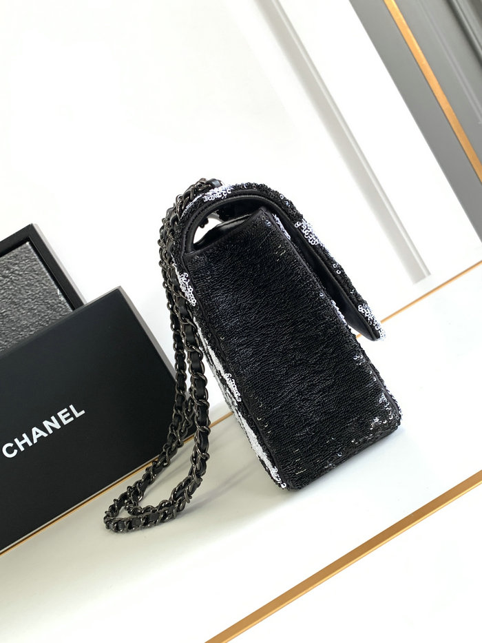 Medium Chanel Sequins Flap Bag Black AS2425