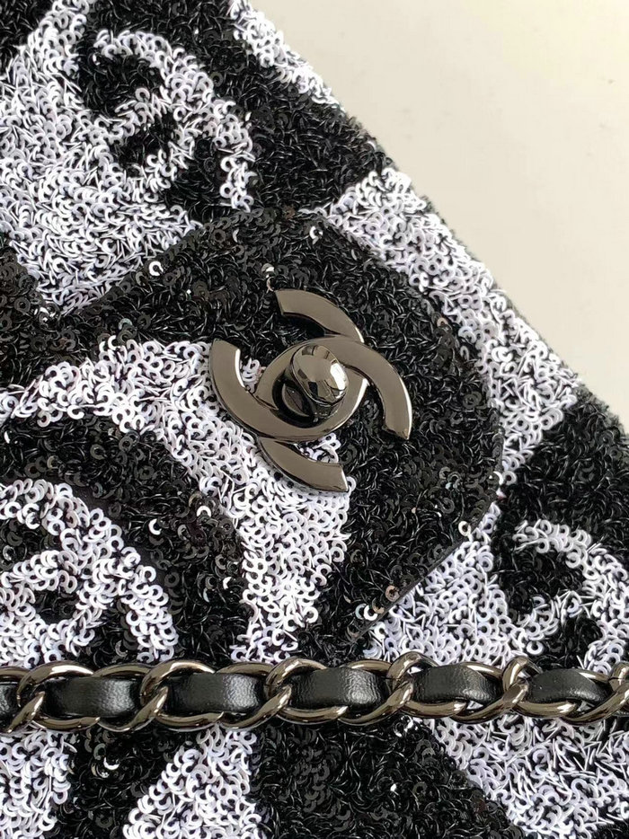 Medium Chanel Sequins Flap Bag Black AS2425