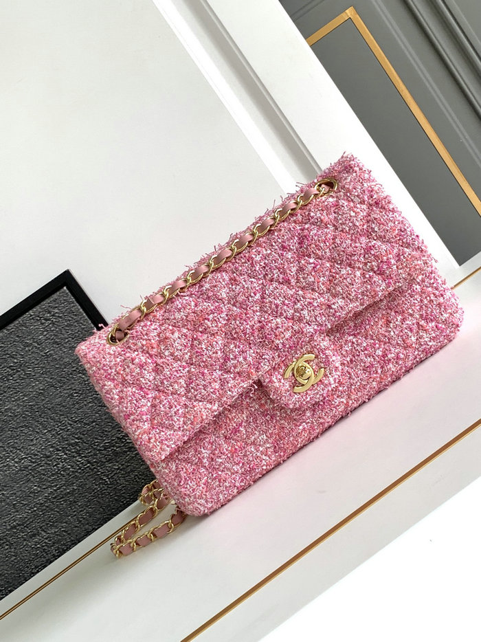 Medium Chanel Tweed Bag Pink A1112