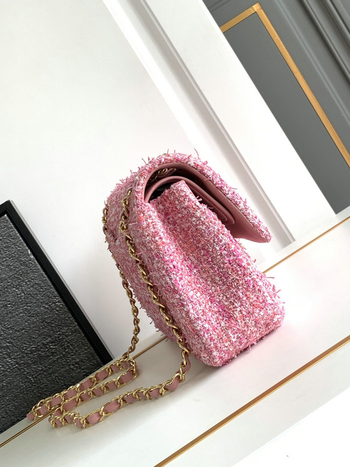 Medium Chanel Tweed Bag Pink A1112