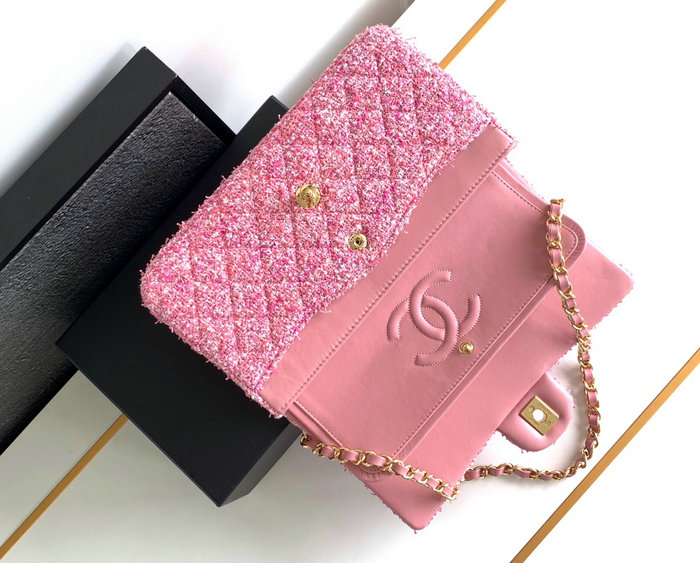 Medium Chanel Tweed Bag Pink A1112