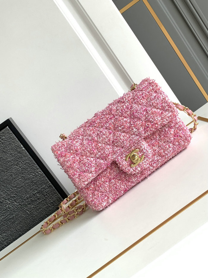 Small Chanel Tweed Bag Pink A1116