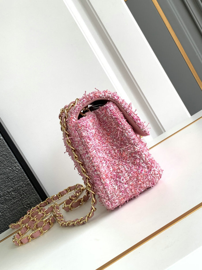 Small Chanel Tweed Bag Pink A1116