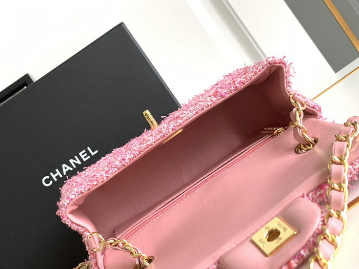 Small Chanel Tweed Bag Pink A1116