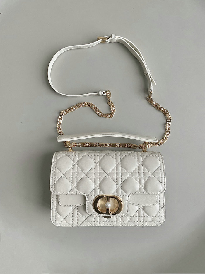 Small Dior Jolie Top Handle Bag White D6551