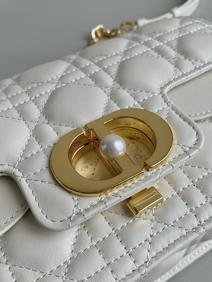 Small Dior Jolie Top Handle Bag White D6551