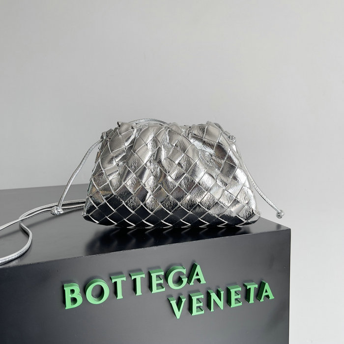 Bottega Veneta Woven Leather Small The Pouch B585851 Silver