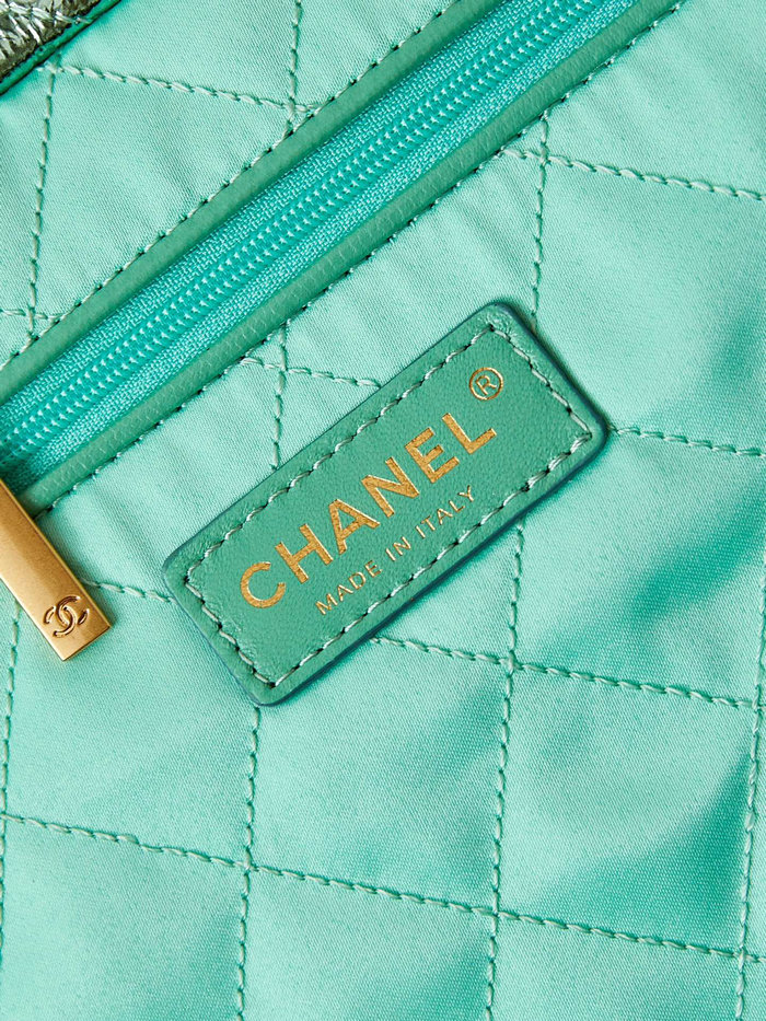 Chanel 22 Handbag AS3261 Metallic Green