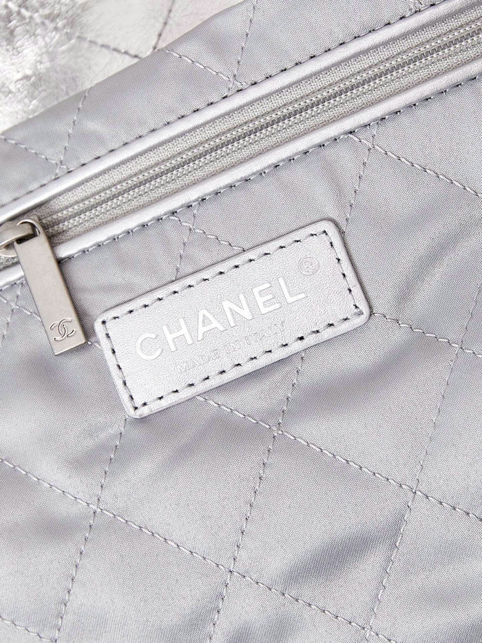Chanel 22 Handbag AS3261 Metallic Silver