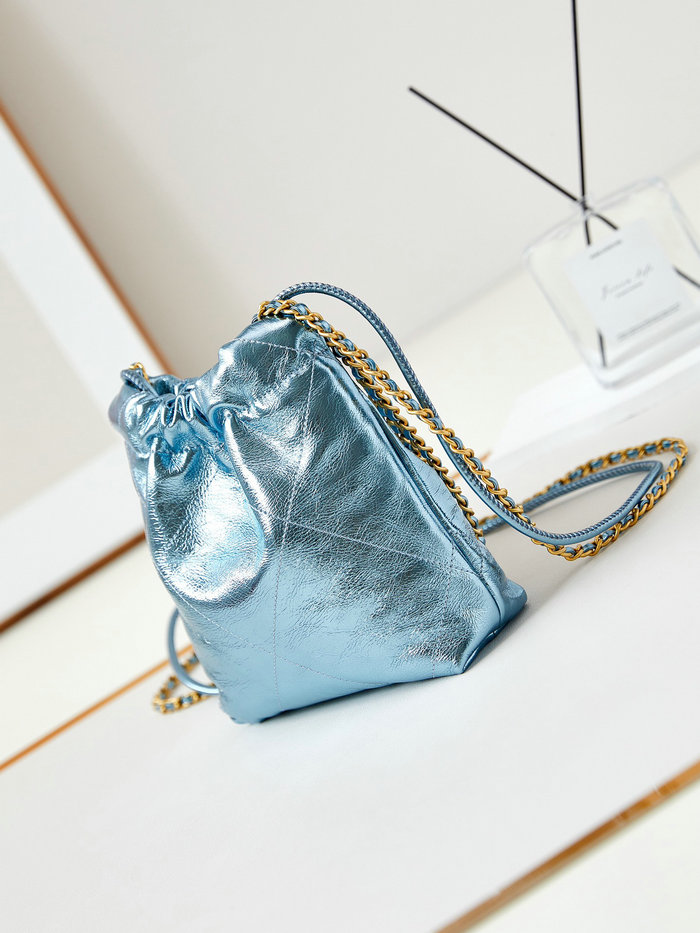 Chanel 22 Mini Handbag AS3980 Metallic Blue