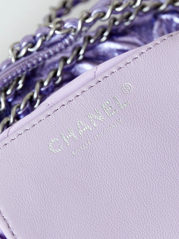 Chanel 22 Mini Handbag AS3980 Metallic Purple
