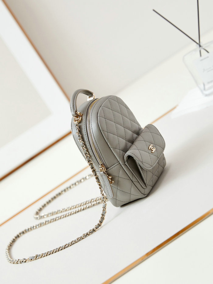 Chanel Grain Calfskin Mini Backpack AP3753 Grey