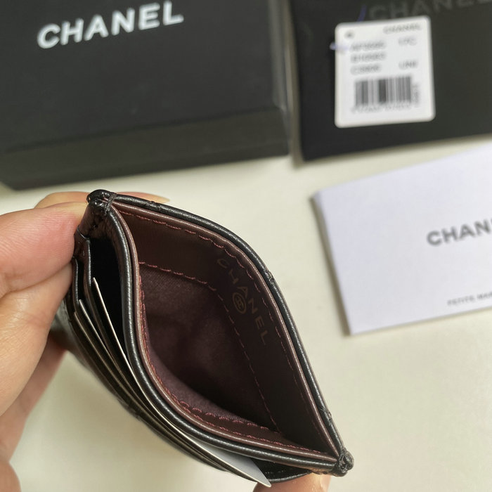 Chanel Lambskin Card Holder Black with Gold AP3595