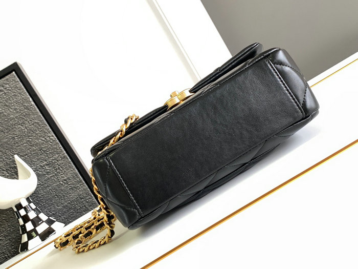 Chanel Logo Chain Handle Flap Bag Black AS4595