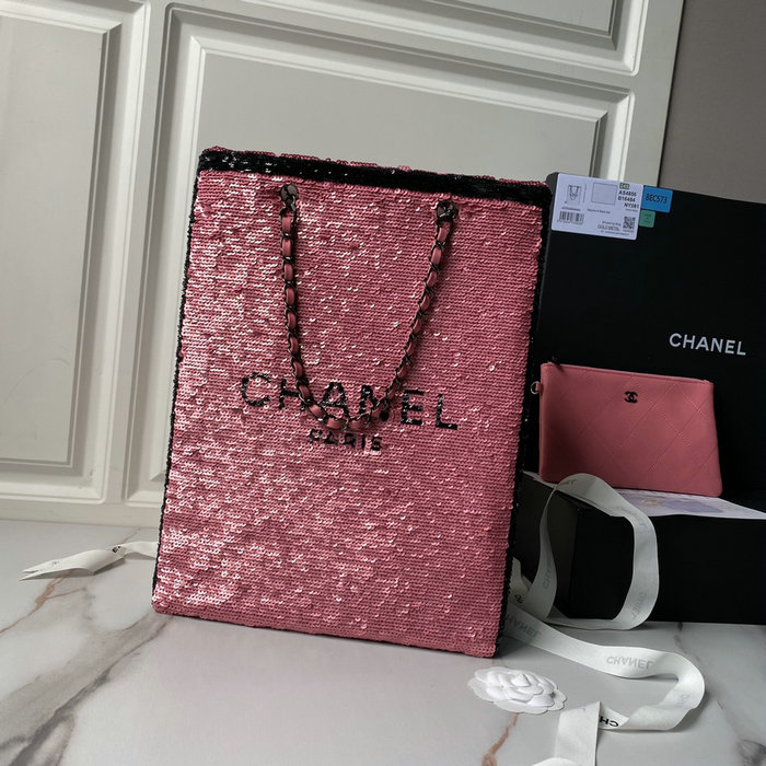 Chanel Sequins Shopping Bag Dark Pink AS4856