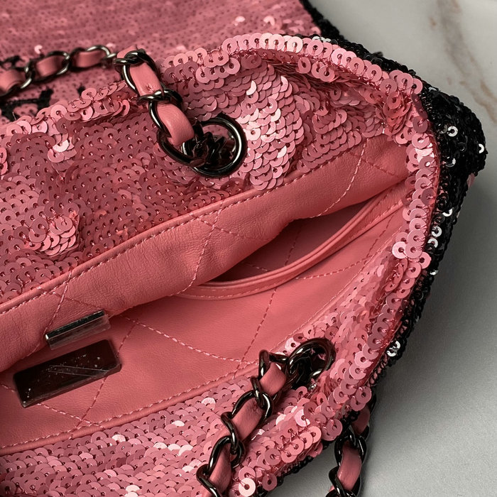 Chanel Sequins Shopping Bag Dark Pink AS4856