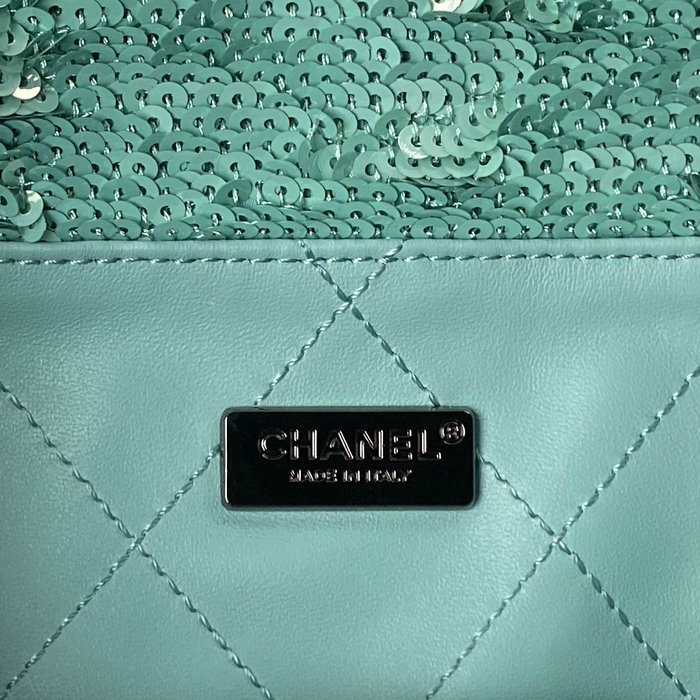 Chanel Sequins Shopping Bag Green AS4856