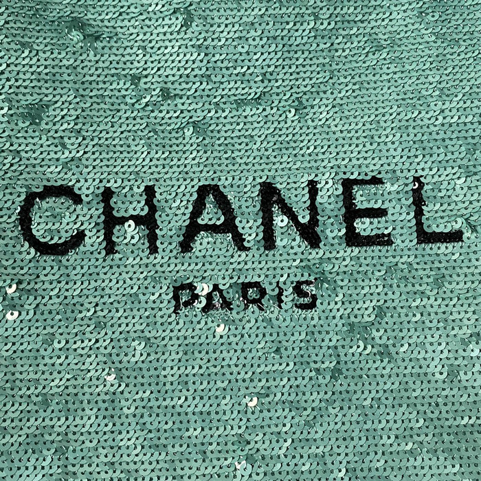 Chanel Sequins Shopping Bag Green AS4856