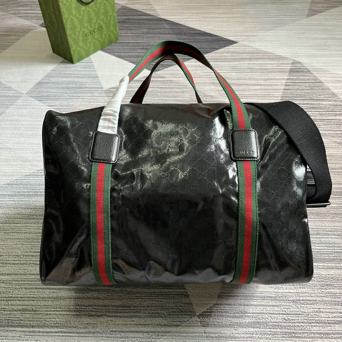 Gucci Medium Duffle Bag with Web Black 758664