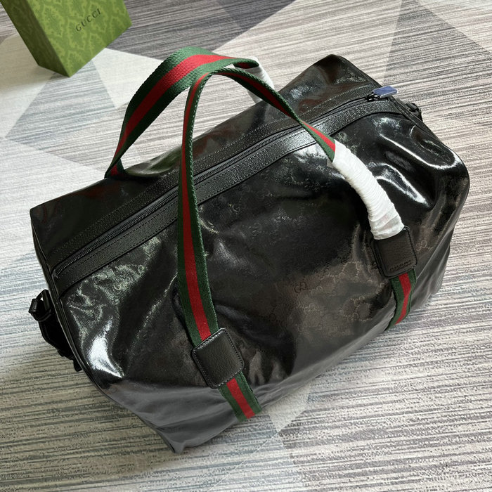 Gucci Medium Duffle Bag with Web Black 758664