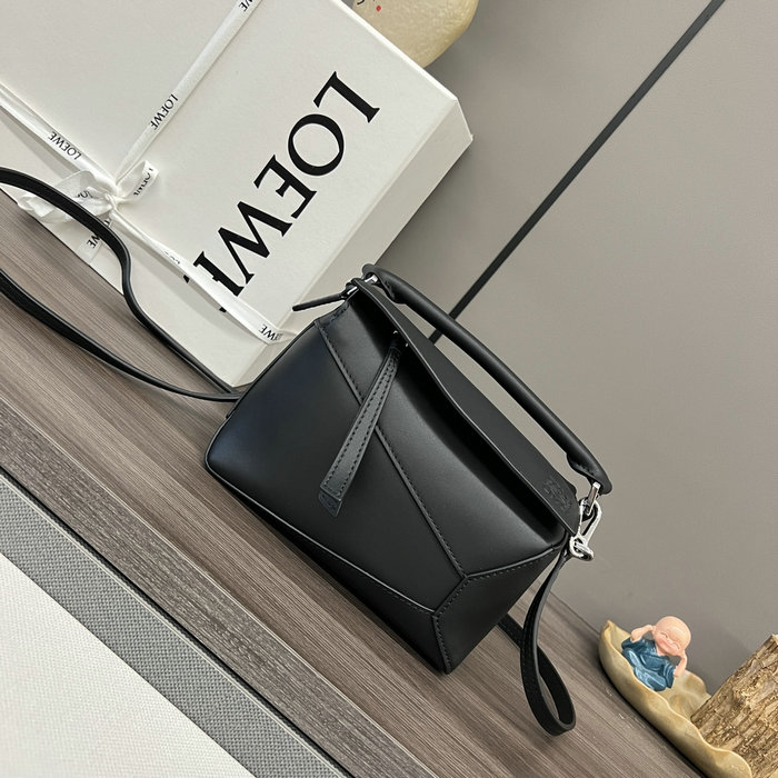 Loewe Satin Calfskin Mini Puzzle Bag Black L062212