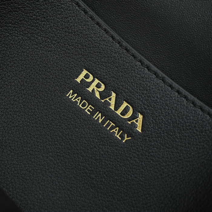 Prada Buckle Medium Leather Handbag Black 1BA434