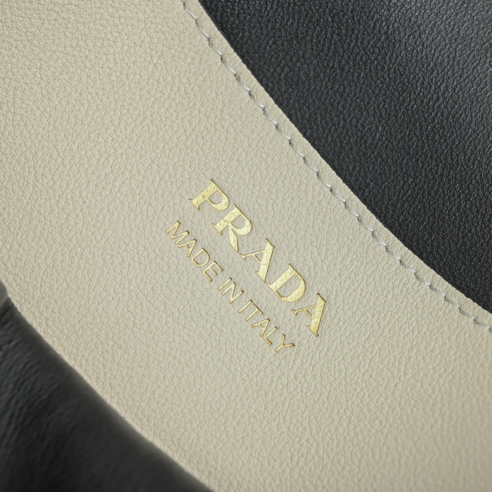 Prada Buckle Medium Leather Handbag White 1BA434