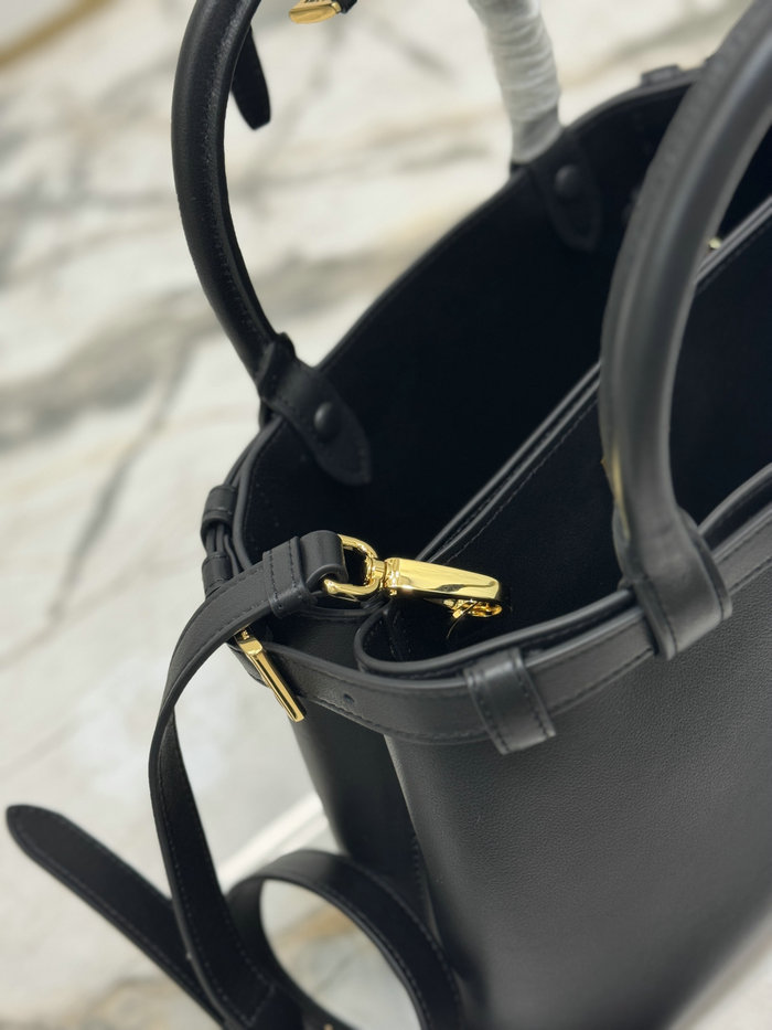 Prada Buckle Small Leather Handbag Black 1BA418