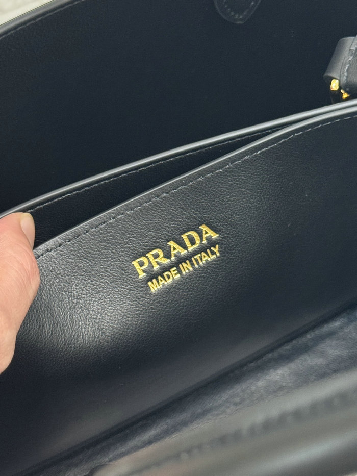 Prada Buckle Small Leather Handbag Black 1BA418